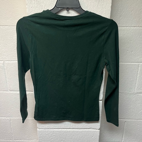 Abercrombie & Fitch Women's Dark Green Long Sleeve Top. Large - Picture 4 of 5
